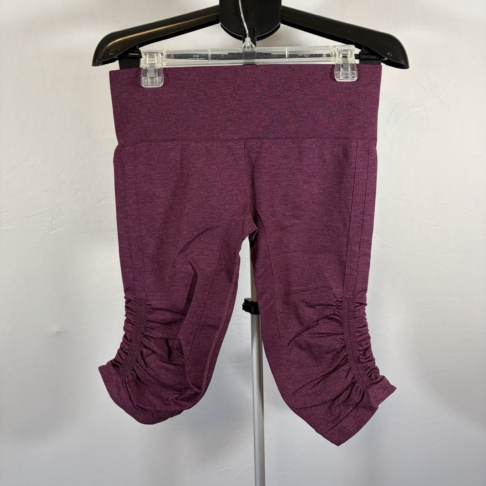 Lululemon Womens 10 In The Flow Crop Ruched Seamless Leggings Athleisure Yoga